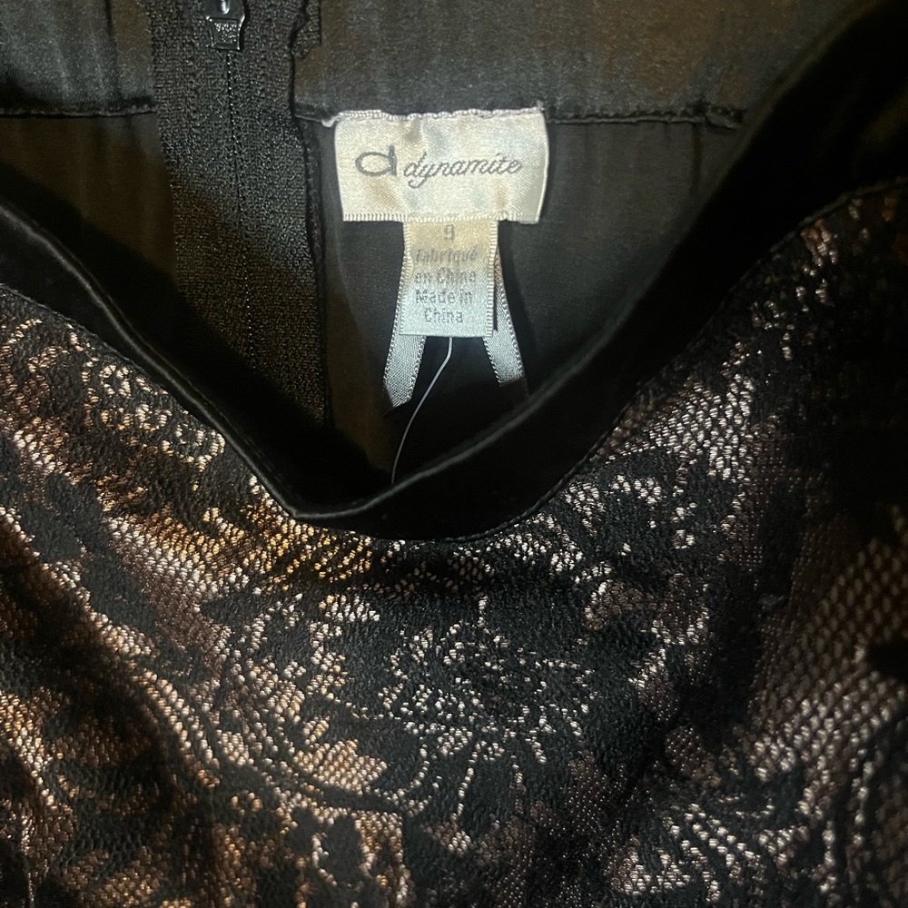 Dynamite Black and Brown Strapless Lace Dress - Picture 2 of 9